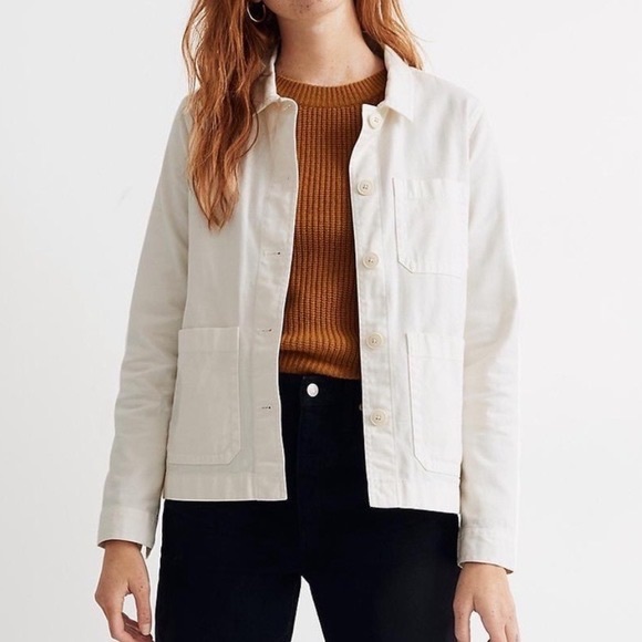 Madewell Ash Wood Chore Coat White Lightweight Jacket Size Small - Picture 1 of 9